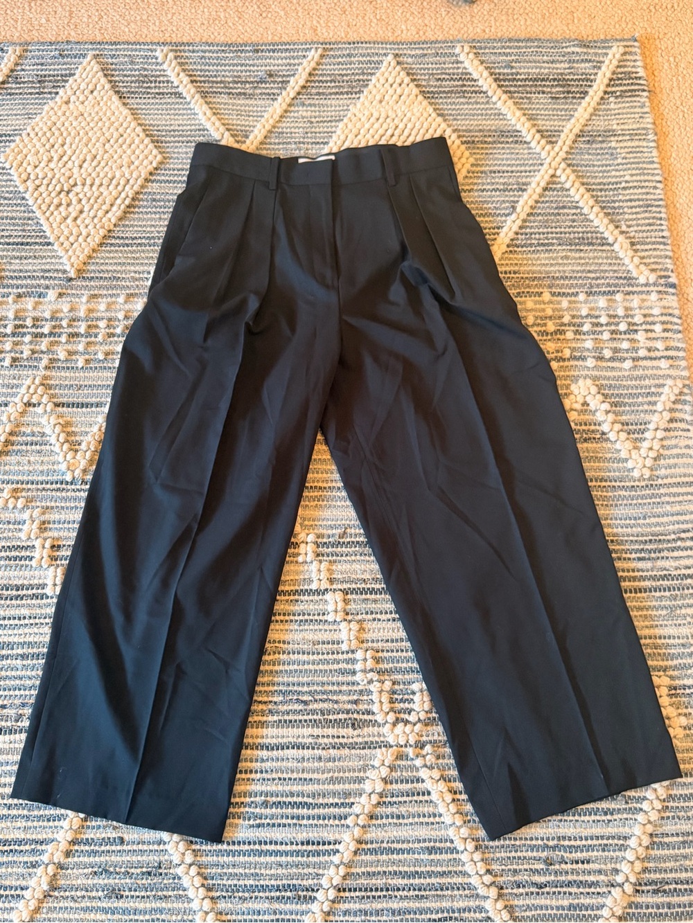 Babaton Black Pleated Wide-Leg Dress Pants
